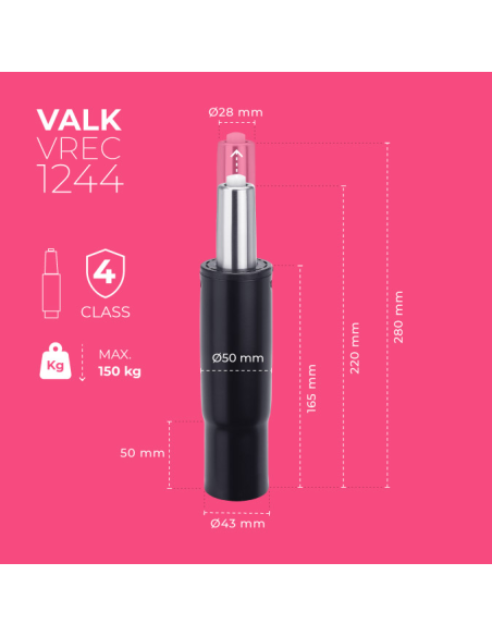 VALK Pistón para Silla Gaming con Mecanismo Multifunción 220-280mm