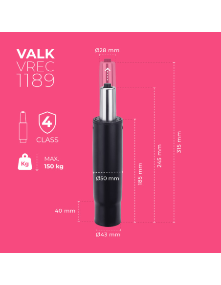 VALK Piston pour chaise gaming avec mécanisme multifonction 245-315mm