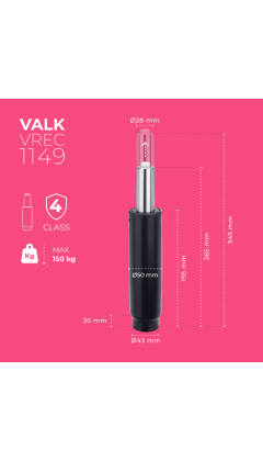 VALK Gasdruckfeder für Gaming Stuhle mit Butterfly-Mechanismus 265-345mm 2