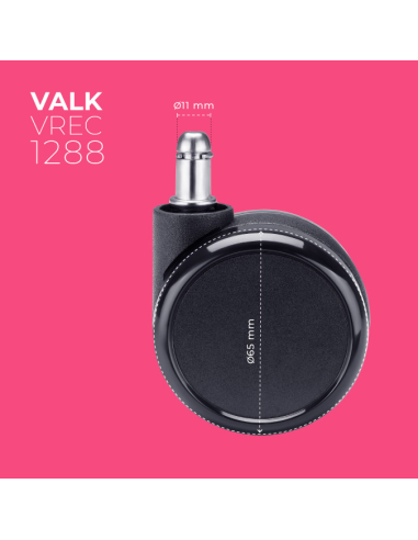 VALK Set of 5 spare castors for gaming chairs 65mm diameter