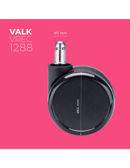 VALK Set of 5 spare castors for gaming chairs 65mm diameter