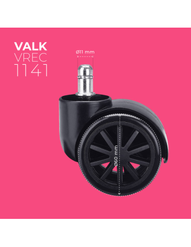 VALK Jeu de 5 roulettes de rechange pour fauteuils gaming de 60mm de diamètre