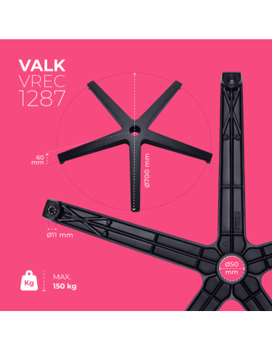 VALK Aluminiumsockel für Gaming-Stuhl Schwarz - Bis 150 kg