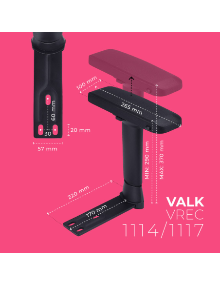 VALK 4D Accoudoir pour chaise de jeu avec ancrage à 3 trous