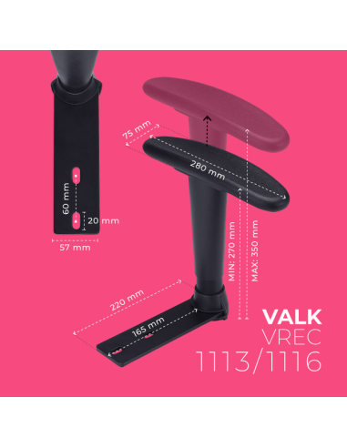 VALK Reposabrazos 2D para silla gaming con anclaje de 2 agujeros