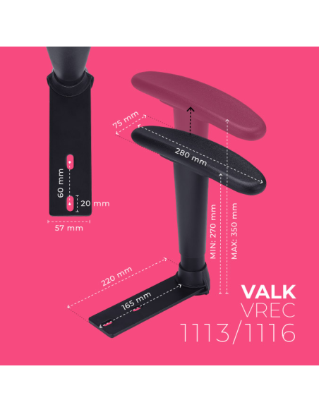 VALK 2D Accoudoir pour chaise de jeu avec ancrage à 2 trous