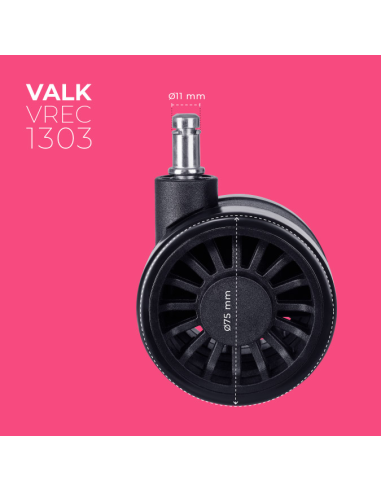 VALK Satz von 5 Ersatzrollen für Gaming-Stühle 75mm Durchmesser