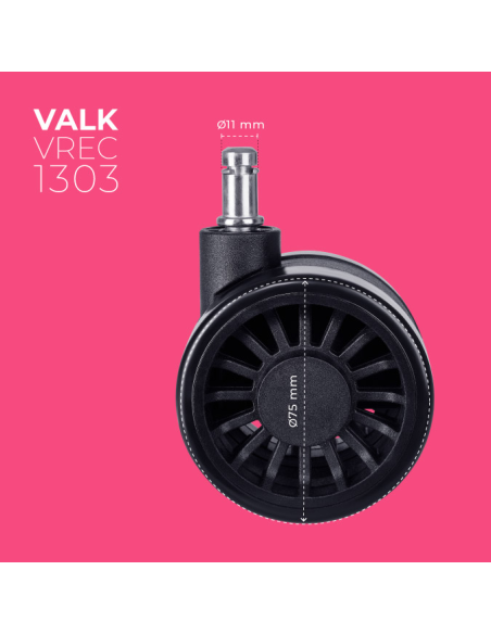 VALK Set 5 ruedas de recambio para sillas gaming de 75mm diámetro