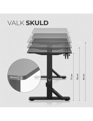 Bureau Gaming VALK Skuld Noir ou Blanc. Crée par des Gamers