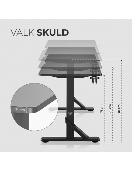 Bureau Gaming VALK Skuld Noir ou Blanc. Crée par des Gamers