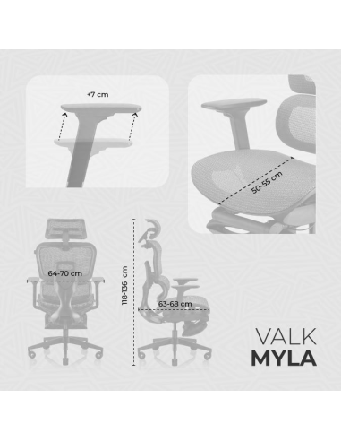 VALK MYLA - Professioneller Ergonomischer Mesh-Stuhl