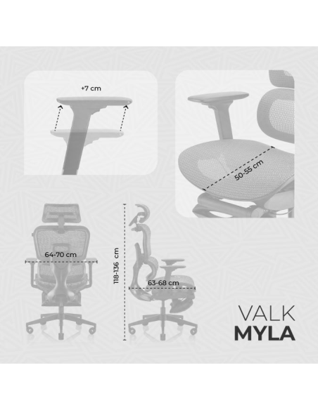VALK MYLA - Silla Ergonómica de Malla Profesional