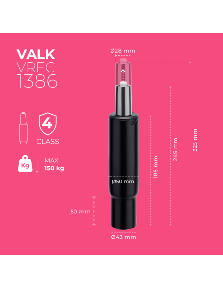 VALK Gasdruckfeder für Gaming Stuhl mit Multifunktionsmechanismus 245-325mm