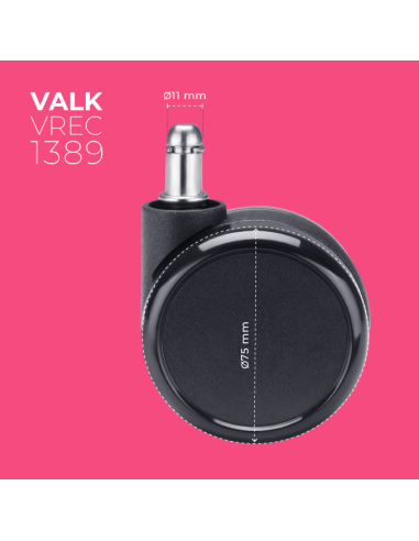 VALK Set 5 ruedas de recambio para sillas gaming de 75mm diámetro