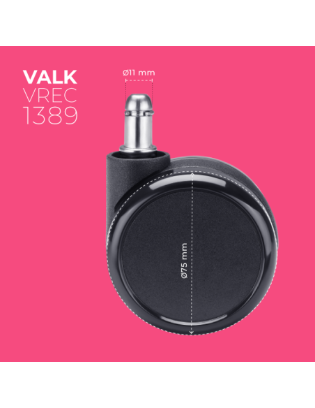 VALK Set 5 ruedas de recambio para sillas gaming de 75mm diámetro