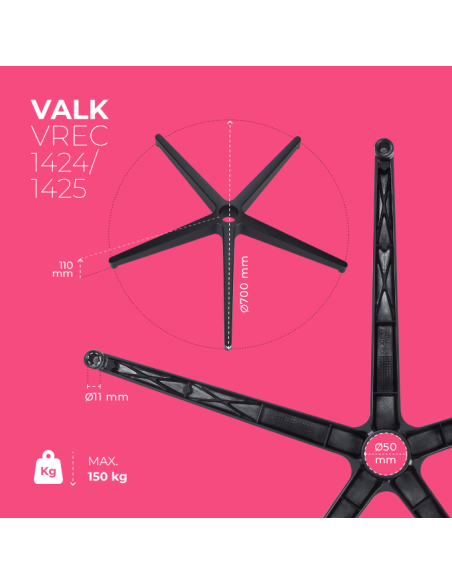 Base de aluminio para silla - Hasta 150kg (MYLA)