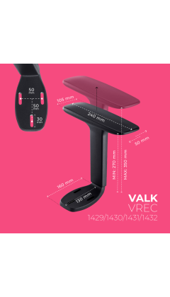 VALK Accoudoir 4D noir pour chaise MYLA - fixation 3 trous 2