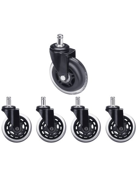 VALK Set 5 ruedas PRO para sillas gaming. Universales. Diámetro 75mm